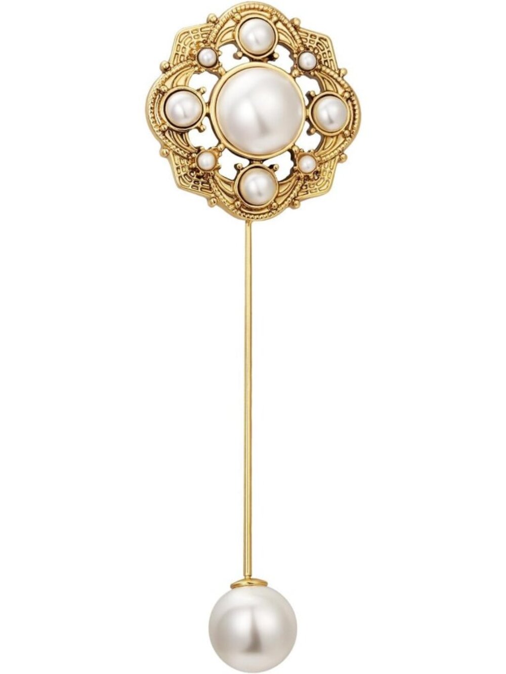 Vintage Pearl Flower Brooch Pins | Baroque Style Jewelry for Women, Crown Design